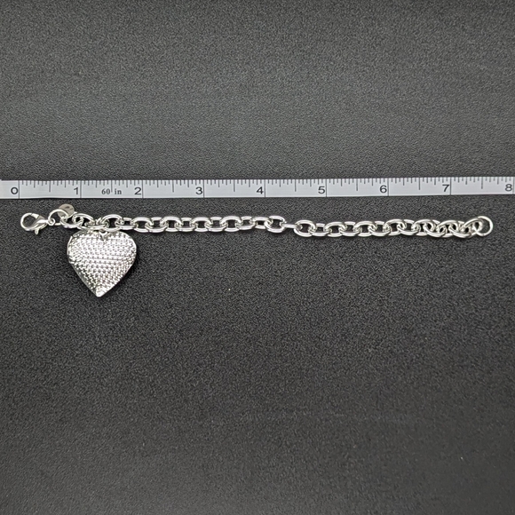 Sterling Silver Heart Locket Charm Bracelet Adjustable 925 Picture - Picture 3 of 6